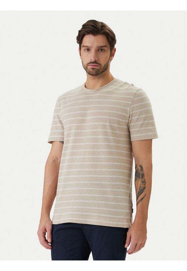 BOSS T-Shirt H-Taut 235 50559166 Beżowy Regular Fit. Kolor: beżowy. Materiał: bawełna