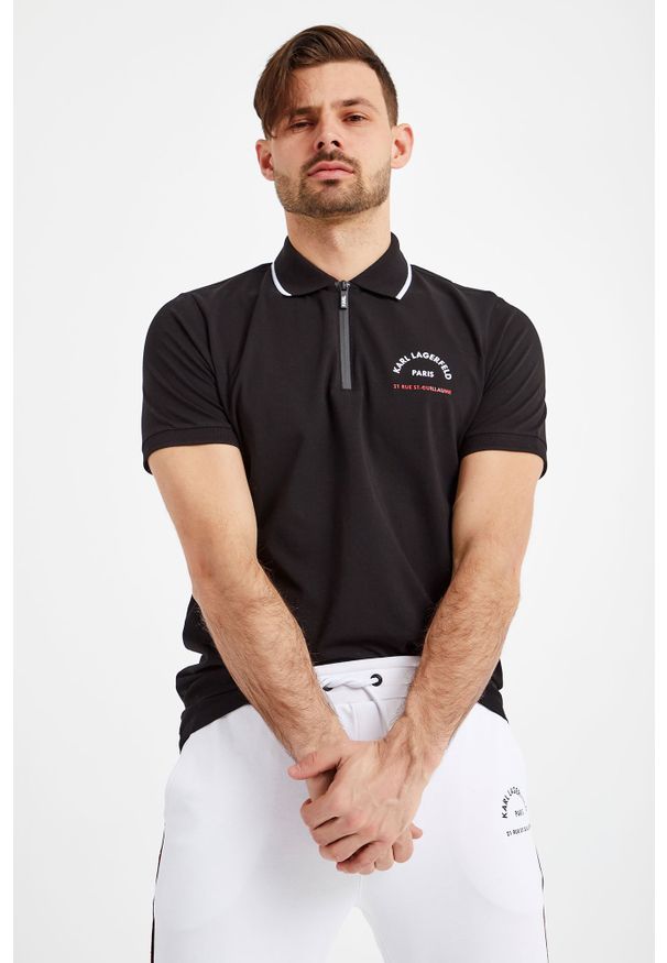 Koszulka polo Karl Lagerfeld polo, sportowa, w jednolite wzory