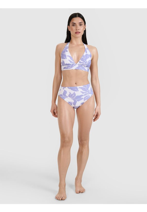 4f - 4F Dół od bikini damski - fioletowy L. Stan: podwyższony. Kolor: fioletowy. Materiał: materiał, syntetyk, elastan