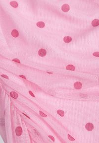 Born2be - Różowa Bluzka bez Rękawów w Kropki z Siateczki Thespis. Okazja: do pracy, na co dzień. Kolor: różowy. Materiał: materiał, jeans. Długość rękawa: bez rękawów. Długość: długie. Wzór: kropki. Styl: casual #4
