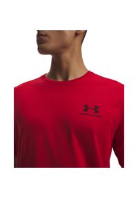 Koszulka Under Armour Sportstyle Left Chest SS (1326799-600). Kolor: czerwony. Sport: fitness #3