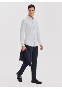 Pako Lorente - PAKO LORENTE – Koszula męska w szary prążek. Typ kołnierza: button down. Kolor: szary. Materiał: bawełna. Długość rękawa: długi rękaw. Długość: długie. Wzór: prążki #10