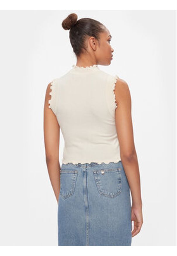 Vero Moda Bluzka Gold 10297855 Beżowy Slim Fit. Kolor: beżowy. Materiał: wiskoza, syntetyk