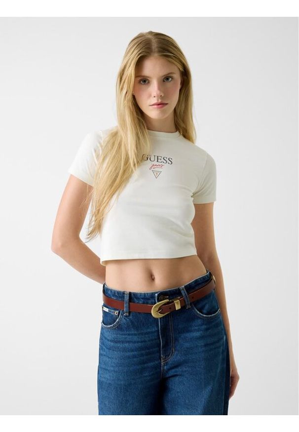 Guess Jeans T-Shirt 180328 Beżowy Classic Fit. Kolor: beżowy