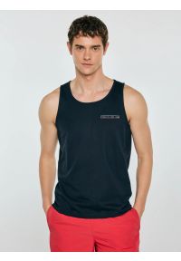 Big-Star - Koszulka męska bez rękawów granatowa Soner 403. Kolor: niebieski. Materiał: dzianina. Długość rękawa: bez rękawów. Wzór: nadruk. Styl: klasyczny, sportowy #1