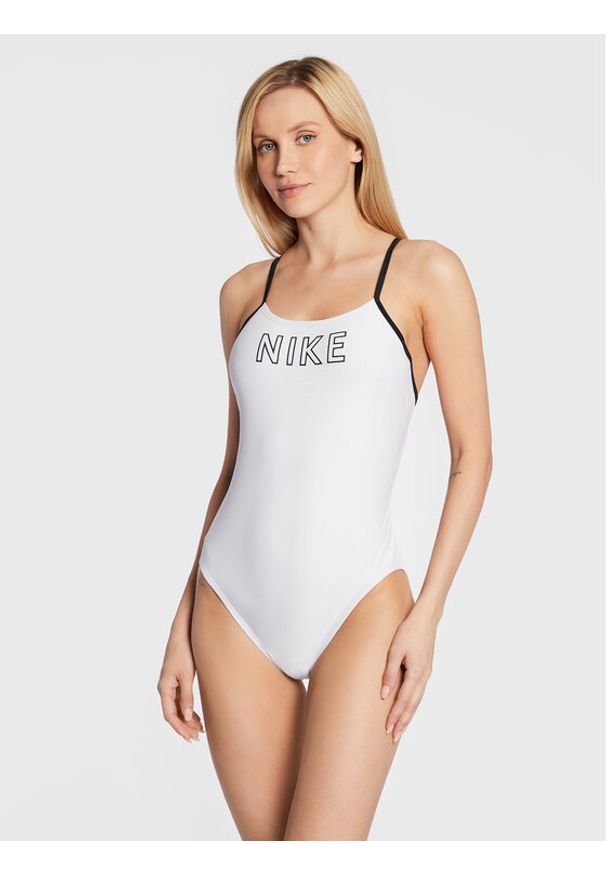 Nike Strój kąpielowy Logo NESSB131 Biały. Kolor: biały. Materiał: syntetyk