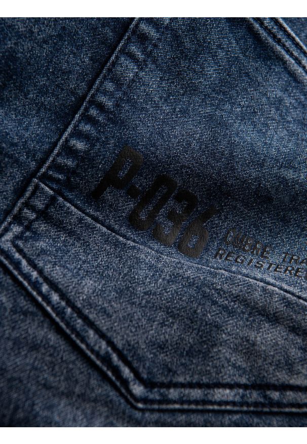Ombre Clothing - Spodnie męskie marmurkowe JOGGERY z przeszyciami - niebieskie V1 OM-PADJ-0108 - L. Kolor: niebieski. Materiał: bawełna, jeans, poliester