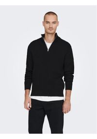 Only & Sons Sweter 22023210 Czarny Regular Fit. Kolor: czarny. Materiał: bawełna