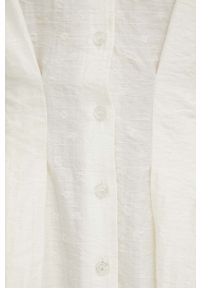 Samsoe & Samsoe - Samsoe Samsoe sukienka kolor beżowy mini rozkloszowana. Kolor: beżowy. Materiał: tkanina, jedwab, materiał, lyocell. Długość rękawa: długi rękaw. Typ sukienki: rozkloszowane. Długość: mini #5