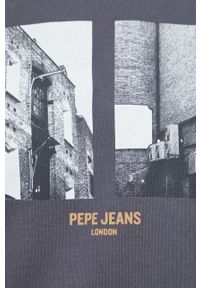 Pepe Jeans bluza bawełniana Meelo męska kolor szary z nadrukiem. Kolor: szary. Materiał: bawełna. Wzór: nadruk #5