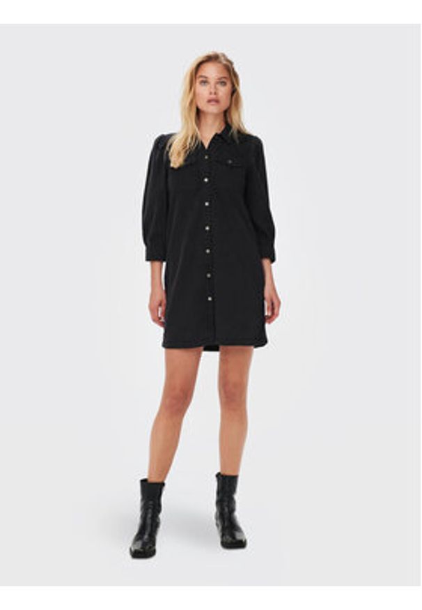 only - ONLY Sukienka jeansowa Felica 15227104 Czarny Regular Fit. Kolor: czarny. Materiał: bawełna