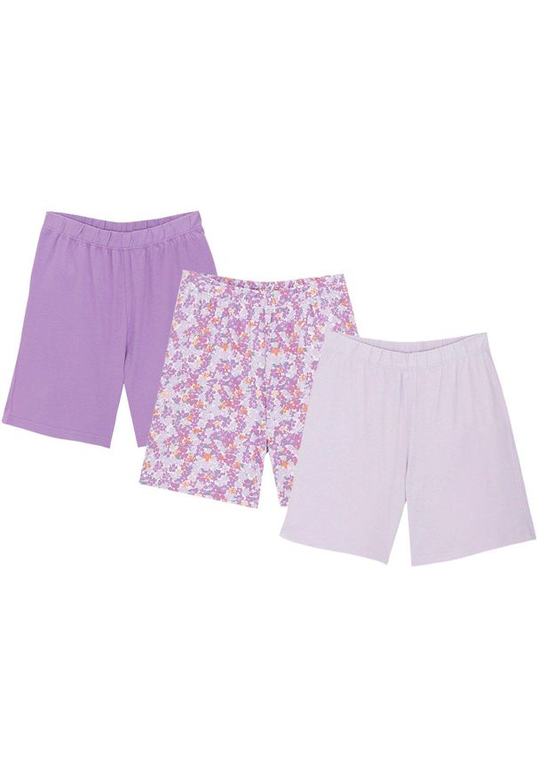 bonprix - Szorty dżersejowe z czystej bawełny organicznej (3 szt.). Kolor: fioletowy. Materiał: jersey, bawełna