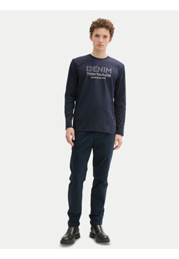 Tom Tailor Denim Longsleeve 1043484 Granatowy Regular Fit. Kolor: niebieski. Materiał: bawełna. Długość rękawa: długi rękaw