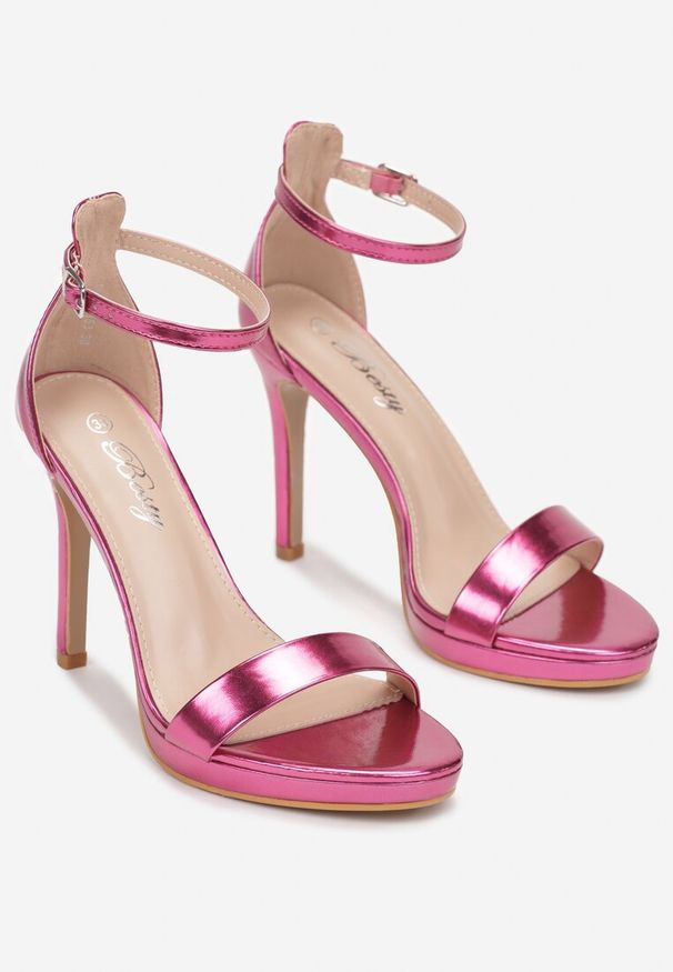 Renee - Fuksjowe Eleganckie Sandały na Szpilce z Okrągłym Noskiem Yemaria. Nosek buta: okrągły. Kolor: różowy. Obcas: na szpilce. Styl: elegancki