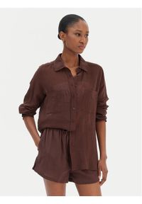 Seafolly Koszula Breeze 55428-TO Brązowy Regular Fit. Kolor: brązowy. Materiał: bawełna #1