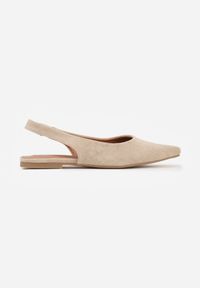 Born2be - Jasnobeżowe Balerinki w Stylu Slingback Adriame. Nosek buta: otwarty. Kolor: beżowy. Materiał: zamsz, skóra. Sezon: lato. Obcas: na obcasie. Styl: klasyczny. Wysokość obcasa: niski #7