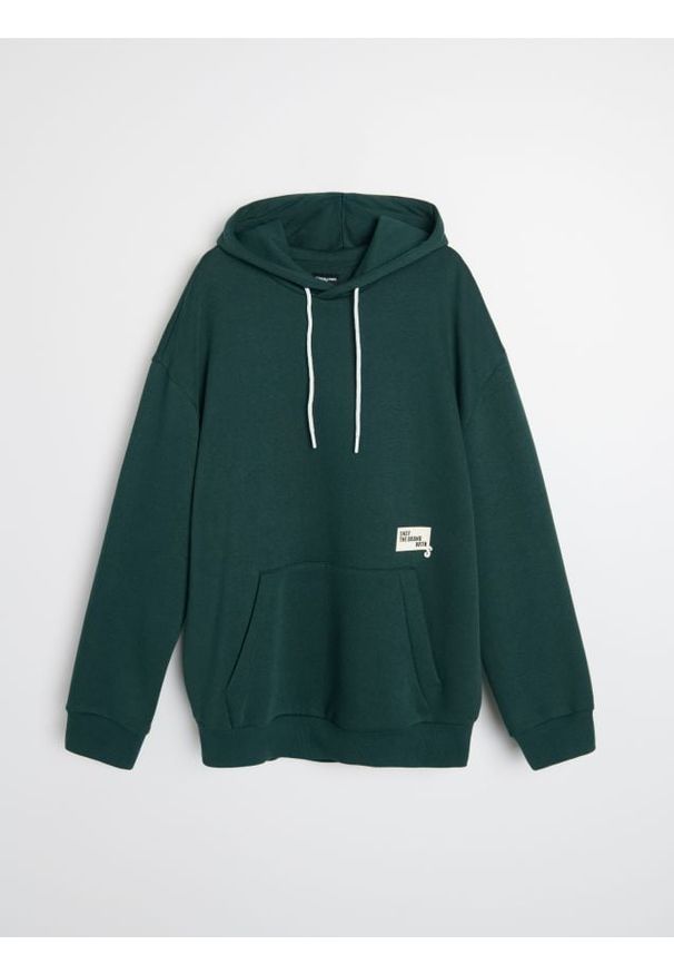 Sinsay - Bluza hoodie - zielony. Kolor: zielony