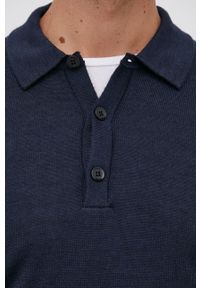 Sisley Sweter z domieszką wełny męski kolor granatowy. Okazja: na co dzień. Kolor: niebieski. Materiał: wełna. Długość rękawa: długi rękaw. Długość: krótkie. Styl: casual #3