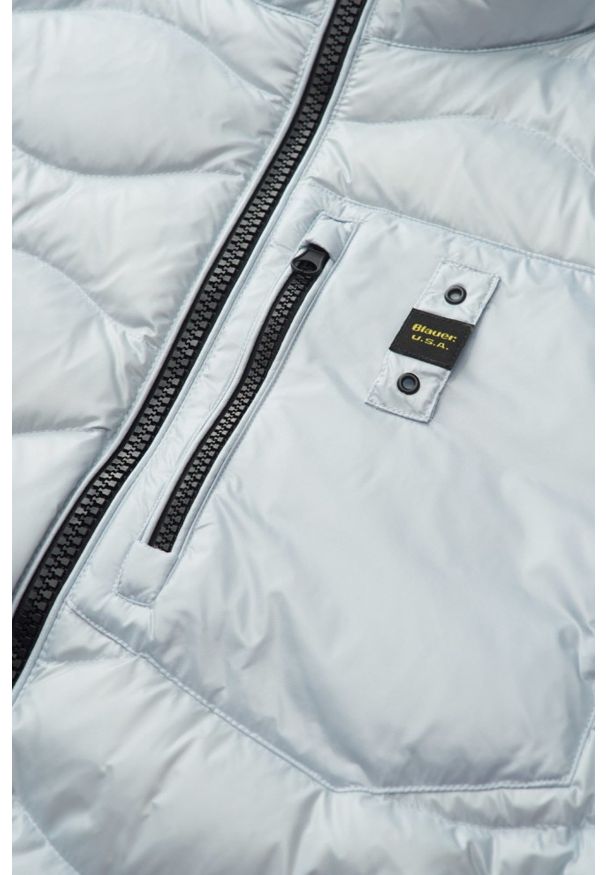 Blauer USA - BLAUER Błękitna męska kurtka Daniel Short Jackets. Kolor: niebieski. Materiał: puch, materiał