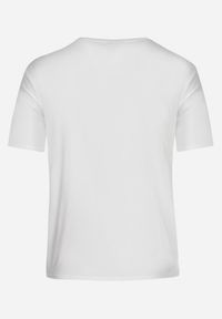 Born2be - Biały T-shirt z Nadrukiem i Cyrkoniami Moarinas. Okazja: na co dzień. Kolor: biały. Materiał: jeans, materiał. Wzór: nadruk. Styl: klasyczny, casual, elegancki #6