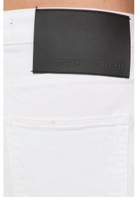 Karl Lagerfeld jeansy damskie high waist. Stan: podwyższony. Kolor: biały. Wzór: aplikacja