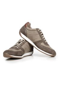Wittchen - Męskie sneakersy z różnych skór beżowe. Okazja: na co dzień. Nosek buta: okrągły. Kolor: beżowy. Materiał: skóra, nubuk #5