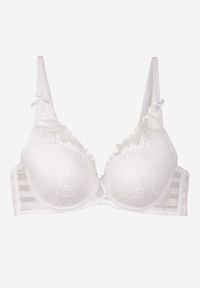 Born2be - Biały Koronkowy Biustonosz z Ozdobnymi Kokardkami na Ramiączkach Aeleolopei. Kolor: biały. Materiał: koronka. Wzór: koronka, aplikacja #7