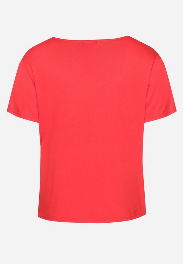 Born2be - Czerwony Klasyczny T-shirt z Koronką przy Dekolcie Fioma. Okazja: na spotkanie biznesowe. Kolor: czerwony. Materiał: koronka. Wzór: koronka. Styl: klasyczny