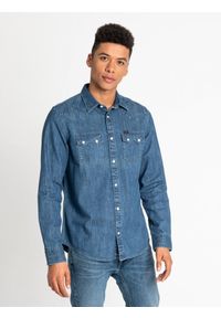 Lee - MĘSKA KOSZULA JEANSOWA LEE RIDER SHIRT DIPPED BLUE L851PLLA 112122519. Materiał: jeans