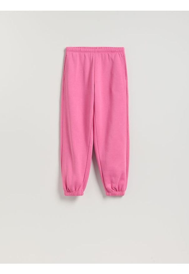 Reserved - Spodnie dresowe z bawełną - różowy. Kolor: różowy. Materiał: bawełna, dresówka