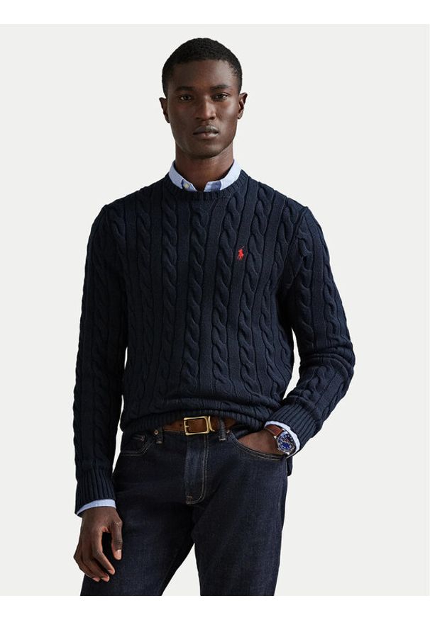 Polo Ralph Lauren Sweter 710775885001 Granatowy Regular Fit. Typ kołnierza: polo. Kolor: niebieski. Materiał: bawełna