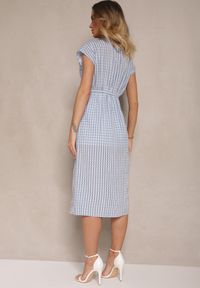 Renee - Niebieska Sukienka Ażurowa z Wiskozą i Marszczeniem Virsedi. Okazja: na co dzień. Kolor: niebieski. Materiał: wiskoza. Wzór: ażurowy. Styl: casual #5
