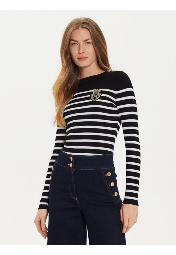 Morgan Sweter 242-MRAY Czarny Slim Fit. Kolor: czarny. Materiał: wiskoza