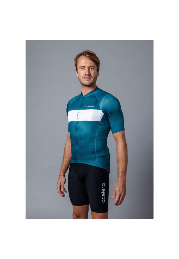ACELERA - Męska koszulka kolarska Intermediate z krótkim rękawem. Kolor: niebieski. Materiał: materiał. Długość rękawa: krótki rękaw. Długość: krótkie. Wzór: gładki. Sport: kolarstwo