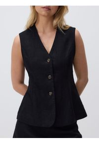 Reserved - Kamizelka z tkaniną ramia - czarny. Kolor: czarny. Materiał: tkanina