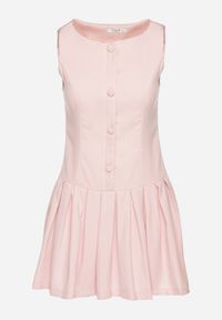 Born2be - Różowa Sukienka z Plisowanym Dołem Tunelia. Okazja: na co dzień. Kolor: różowy. Styl: klasyczny, casual, elegancki #7