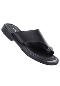 Klapki damskie japonki eleganckie czarne Vinceza 62307. Kolor: czarny. Materiał: skóra ekologiczna. Styl: elegancki #1