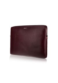 Skórzany pokrowiec etui na laptopa 15 cali Solier SA23A burgundowy. Kolor: czerwony. Materiał: skóra. Wzór: paski. Styl: elegancki