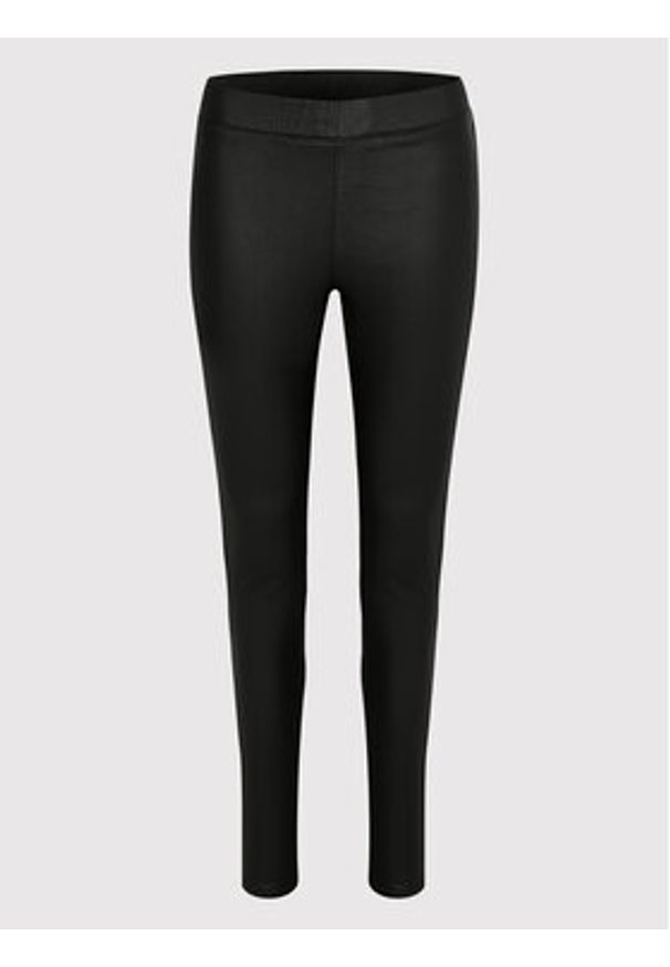 Kaffe Spodnie z imitacji skóry Ada Coated 10501626 Czarny Slim Fit. Kolor: czarny. Materiał: skóra, wiskoza