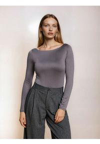 Sinsay - Body z długim rękawem - szary. Kolor: szary. Długość rękawa: długi rękaw. Długość: długie