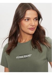 Guess Jeans T-Shirt W4YI03 J1314 Khaki Slim Fit. Kolor: brązowy. Materiał: bawełna