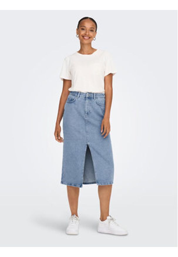 only - ONLY Spódnica jeansowa Bianca 15319268 Niebieski Regular Fit. Kolor: niebieski. Materiał: bawełna