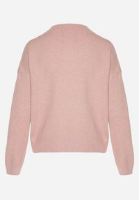Born2be - Różowy Gładki Sweter o Pudełkowym Kroju ze Stójką Unessa. Okazja: na co dzień. Typ kołnierza: kołnierzyk stójkowy. Kolor: różowy. Materiał: jeans. Wzór: gładki. Styl: casual #5