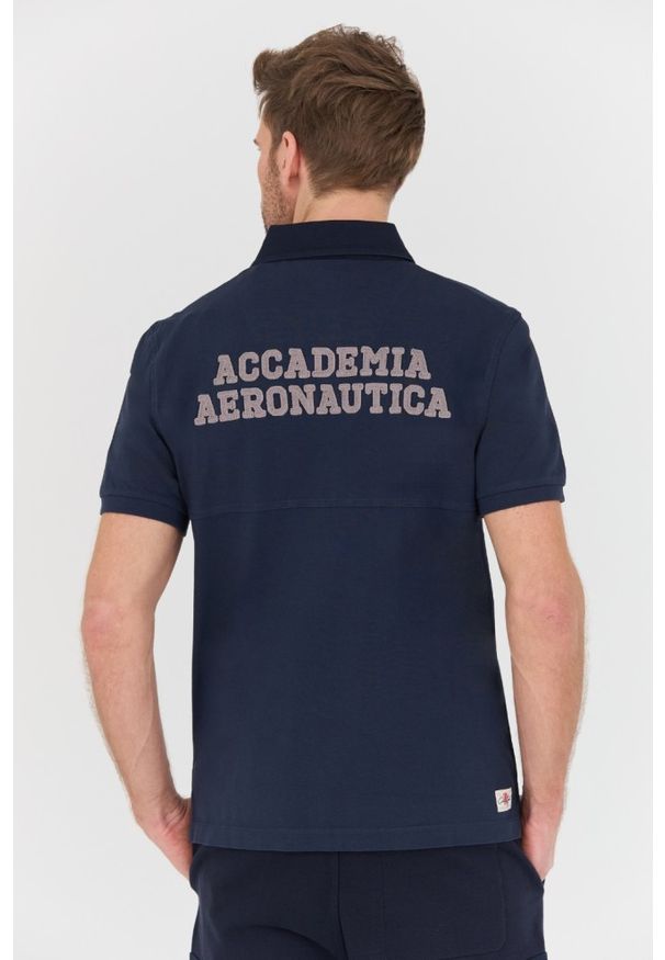 Aeronautica Militare - AERONAUTICA MILITARE Granatowa męska koszulka Polo M.C., Rozmiar XL. Typ kołnierza: polo. Kolor: niebieski