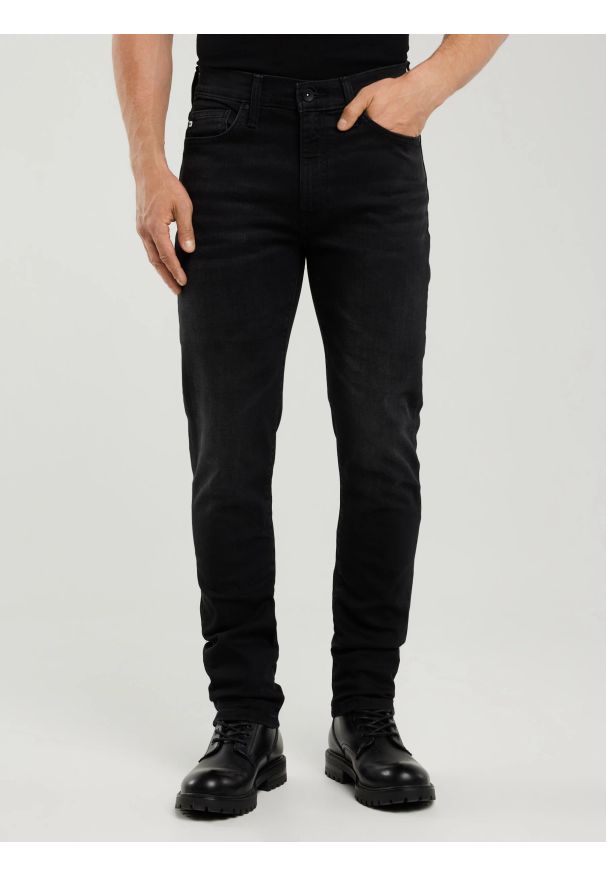 Big-Star - Jeansy męskie czarne Terry Carrot 956. Stan: obniżony. Kolor: czarny. Wzór: jednolity