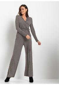 bonprix - Kombinezon z dżerseju. Kolor: czarny. Materiał: jersey. Wzór: nadruk #3