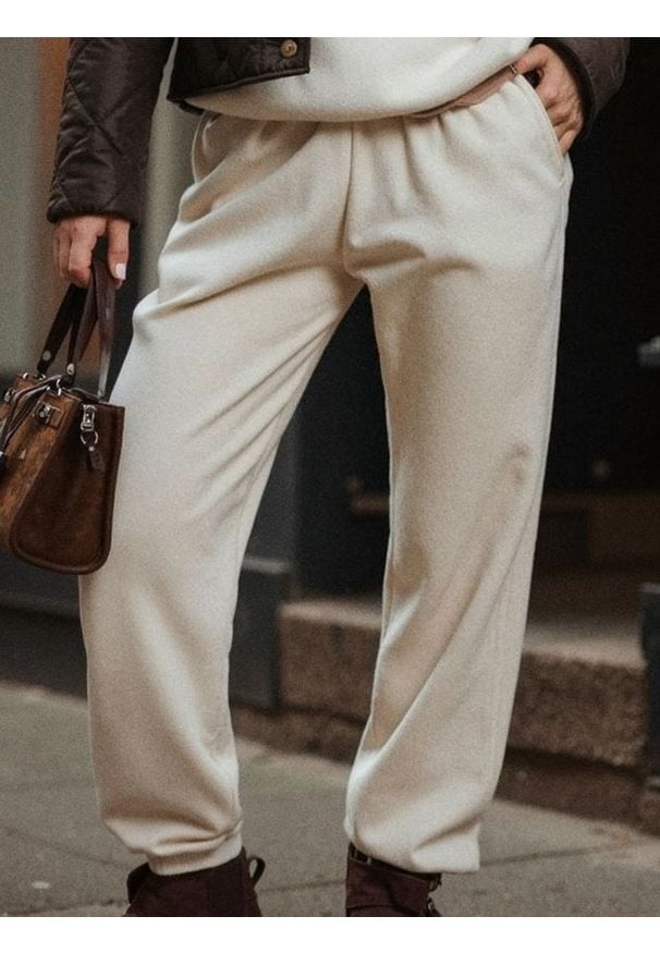 Sinsay - Spodnie dresowe jogger - kremowy. Kolor: kremowy. Materiał: dresówka