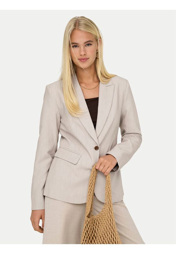 only - ONLY Marynarka Raven 15338389 Beżowy Slim Fit. Kolor: beżowy. Materiał: syntetyk