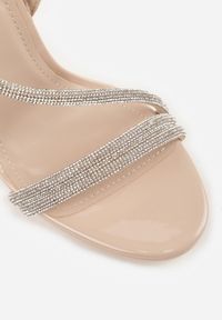 Renee - Beżowe Szpilki Sandały z Cyrkoniowymi i Transparentnymi Paskami Vikirissa. Okazja: na imprezę. Zapięcie: pasek. Kolor: beżowy. Wzór: aplikacja, paski. Obcas: na szpilce. Styl: elegancki. Wysokość obcasa: średni #3