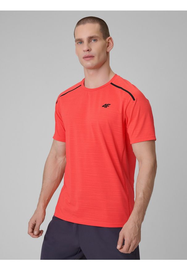 4f - 4F Koszulka treningowa szybkoschnąca męska - czerwona XL. Kolor: czerwony. Materiał: skóra. Sport: fitness